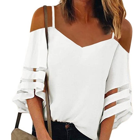 Tops - Beautiful woman sexy cold shoulder blouse